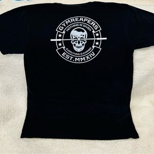 Mens large black next level tshirt. 60% cotton and super soft. Gymreapers logo.
